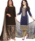 Multicolor Printed Synthetic Unstitched Salwar Set 2 With Dupatta