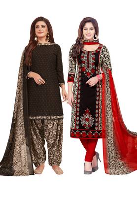 Multicolor Printed Synthetic Unstitched Salwar Set 2 With Dupatta 1