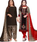 Multicolor Printed Synthetic Unstitched Salwar Set 2 With Dupatta