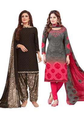 Multicolor Printed Synthetic Unstitched Salwar Set 2 With Dupatta 1