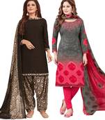 Multicolor Printed Synthetic Unstitched Salwar Set 2 With Dupatta
