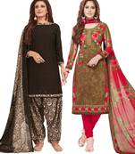 Multicolor Printed Synthetic Unstitched Salwar Set 2 With Dupatta