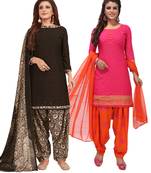 Multicolor Printed Synthetic Unstitched Salwar Set 2 With Dupatta