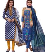 Multicolor Printed Synthetic Unstitched Salwar Set 2 With Dupatta