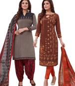 Multicolor Printed Synthetic Unstitched Salwar Set 2 With Dupatta