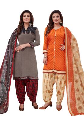 Multicolor Printed Synthetic Unstitched Salwar Set 2 With Dupatta 1