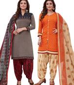 Multicolor Printed Synthetic Unstitched Salwar Set 2 With Dupatta