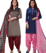 Multicolor Printed Synthetic Unstitched Salwar Set 2 With Dupatta