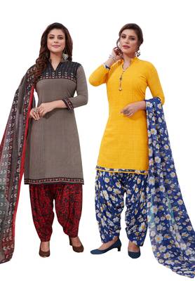 Multicolor Printed Synthetic Unstitched Salwar Set 2 With Dupatta 1