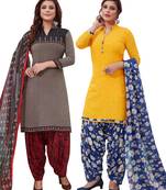 Multicolor Printed Synthetic Unstitched Salwar Set 2 With Dupatta