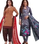 Multicolor Printed Synthetic Unstitched Salwar Set 2 With Dupatta