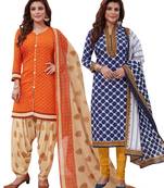 Multicolor Printed Synthetic Unstitched Salwar Set 2 With Dupatta