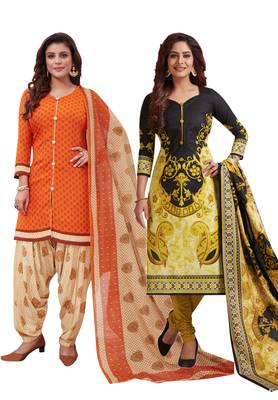 Multicolor Printed Synthetic Unstitched Salwar Set 2 With Dupatta 1