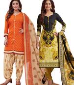 Multicolor Printed Synthetic Unstitched Salwar Set 2 With Dupatta