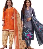 Multicolor Printed Synthetic Unstitched Salwar Set 2 With Dupatta