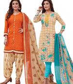 Multicolor Printed Synthetic Unstitched Salwar Set 2 With Dupatta