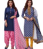 Multicolor Printed Synthetic Unstitched Salwar Set 2 With Dupatta