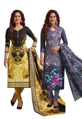 Multicolor Printed Synthetic Unstitched Salwar Set 2 With Dupatta 1