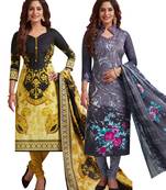 Multicolor Printed Synthetic Unstitched Salwar Set 2 With Dupatta