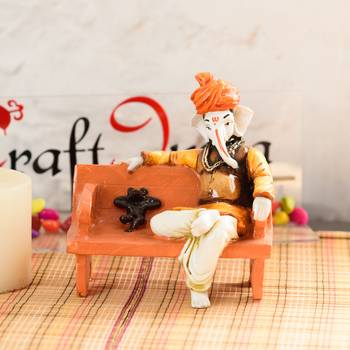 ecraftindia decorative ganesha idol - sitting pose, home decor, 6 x 5 x 7 inches 1