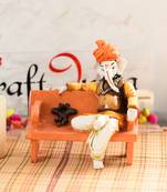 ecraftindia decorative ganesha idol - sitting pose, home decor, 6 x 5 x 7 inches