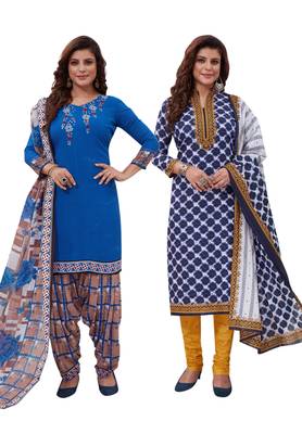 Multicolor Printed Synthetic Unstitched Salwar Set 2 With Dupatta 1