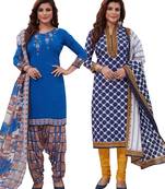 Multicolor Printed Synthetic Unstitched Salwar Set 2 With Dupatta