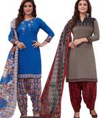 Multicolor Printed Synthetic Unstitched Salwar Set 2 With Dupatta