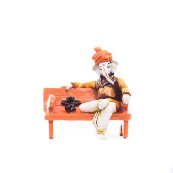 ecraftindia decorative ganesha idol - sitting pose, home decor, 6 x 5 x 7 inches 2