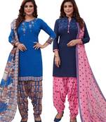 Multicolor Printed Synthetic Unstitched Salwar Set 2 With Dupatta