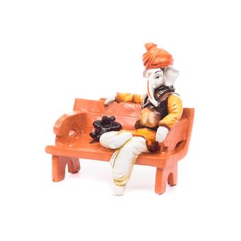 ecraftindia decorative ganesha idol - sitting pose, home decor, 6 x 5 x 7 inches 4