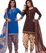 Multicolor Printed Synthetic Unstitched Salwar Set 2 With Dupatta