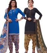 Multicolor Printed Synthetic Unstitched Salwar Set 2 With Dupatta