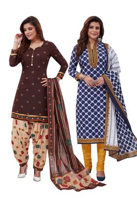 Multicolor Printed Synthetic Unstitched Salwar Set 2 With Dupatta 1