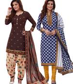 Multicolor Printed Synthetic Unstitched Salwar Set 2 With Dupatta