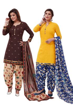 Multicolor Printed Synthetic Unstitched Salwar Set 2 With Dupatta 1