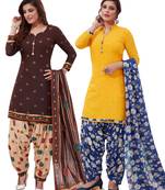 Multicolor Printed Synthetic Unstitched Salwar Set 2 With Dupatta
