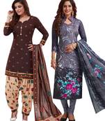 Multicolor Printed Synthetic Unstitched Salwar Set 2 With Dupatta