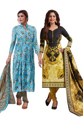 Multicolor Printed Synthetic Unstitched Salwar Set 2 With Dupatta 1