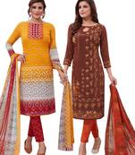Multicolor Printed Synthetic Unstitched Salwar Set 2 With Dupatta