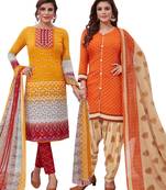 Multicolor Printed Synthetic Unstitched Salwar Set 2 With Dupatta