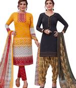 Multicolor Printed Synthetic Unstitched Salwar Set 2 With Dupatta