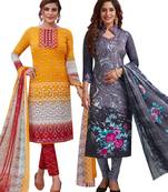 Multicolor Printed Synthetic Unstitched Salwar Set 2 With Dupatta