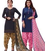 Multicolor Printed Synthetic Unstitched Salwar Set 2 With Dupatta