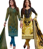 Multicolor Printed Synthetic Unstitched Salwar Set 2 With Dupatta