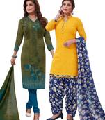 Multicolor Printed Synthetic Unstitched Salwar Set 2 With Dupatta