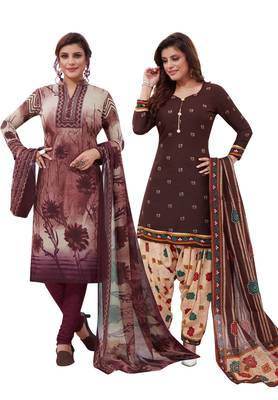 Multicolor Printed Synthetic Unstitched Salwar Set 2 With Dupatta 1