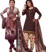 Multicolor Printed Synthetic Unstitched Salwar Set 2 With Dupatta