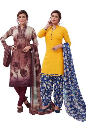 Multicolor Printed Synthetic Unstitched Salwar Set 2 With Dupatta 1