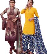 Multicolor Printed Synthetic Unstitched Salwar Set 2 With Dupatta